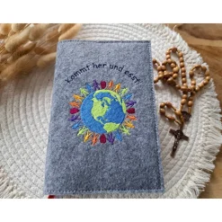 Gotteslobhülle Filz Kommunion 2025 kommt her und esst! personalisierbar Einband Handgemachte Filzhülle