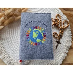 Gotteslobhülle Filz Kommunion 2025 kommt her und esst! personalisierbar Einband Handgemachte Filzhülle