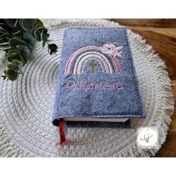 Gotteslobhülle Filz  Kommunion 2025 personalisierbar Jesus mit Kindern 