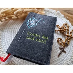 Gotteslobhülle Filz Kommunion 2025 kommt her und esst! personalisierbar Einband Handgemachte Filzhülle