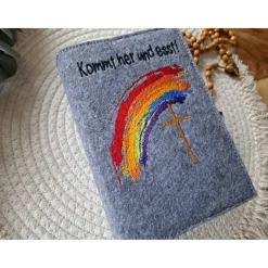 Gotteslobhülle Filz Kommunion 2025 kommt her und esst! personalisierbar Einband Handgemachte Filzhülle Boot