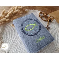 Gotteslobhülle Filz Kommunion 2025 kommt her und esst! personalisierbar Einband Handgemachte Filzhülle