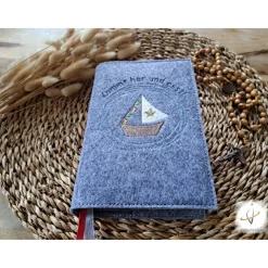 Gotteslobhülle Filz Kommunion 2025 kommt her und esst! personalisierbar Einband Handgemachte Filzhülle Boot