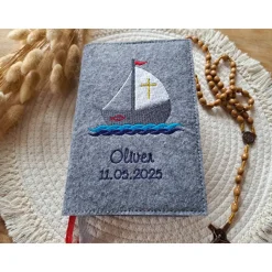 Gotteslobhülle Filz Kommunion 2025 kommt her und esst! personalisierbarer Einband Erstkommunion