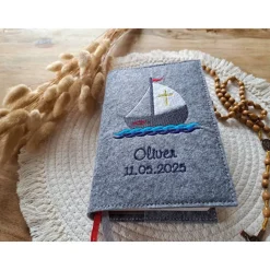 Gotteslobhülle Filz Kommunion 2025 kommt her und esst! personalisierbarer Einband Erstkommunion