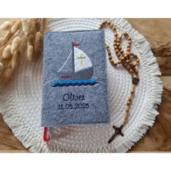 Gotteslobhülle Filz Kommunion 2025 kommt her und esst! personalisierbarer Einband Erstkommunion