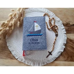 Gotteslobhülle Filz Kommunion 2025 kommt her und esst! personalisierbarer Einband Erstkommunion