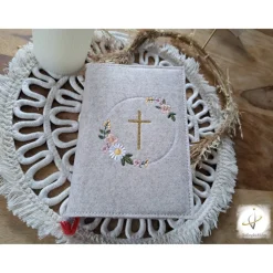 Gotteslobhülle Filz  Kommunion 2025 personalisierbar Regenbogen "Kommt her und esst!"