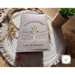 Gotteslobhülle Filz  Kommunion 2025 personalisierbar Jesus mit Kindern "Kommt her und esst!" Einband