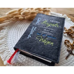 Gotteslobhülle Filz Kommunion 2025 kommt her und esst! personalisierbar Einband Handgemachte Filzhülle