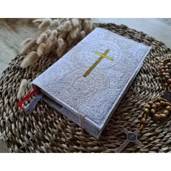 Gotteslobhülle Filz Kommunion 2025 personalisierbar Ornamente "Kommt her und esst!" Einband Andenken Erstkommunion