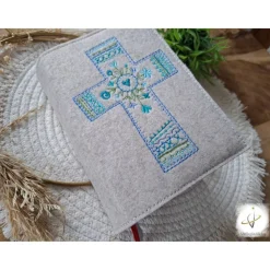 Gotteslobhülle Filz Kommunion 2025 kommt her und esst personalisierbar Einband  Kreuz Filzhülle individuelles Geschenk