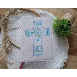 Gotteslobhülle Filz Kommunion 2025 kommt her und esst personalisierbar Einband  Kreuz Filzhülle individuelles Geschenk