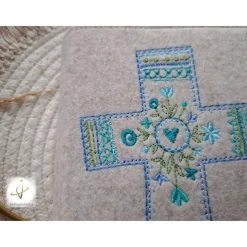 Gotteslobhülle Filz Kommunion 2025 kommt her und esst personalisierbar Einband  Kreuz Filzhülle individuelles Geschenk