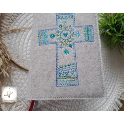 Gotteslobhülle Filz Kommunion 2025 kommt her und esst personalisierbar Einband  Kreuz Filzhülle individuelles Geschenk