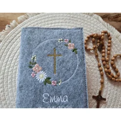 Gotteslobhülle Filz Kommunion 2025 kommt her und esst! personalisierbarer Einband Erstkommunion