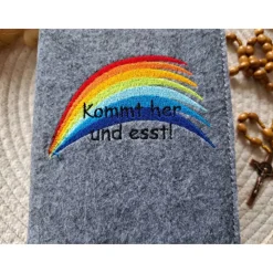 Gotteslobhülle Filz Kommunion 2025 kommt her und esst! personalisierbarer Einband Erstkommunion