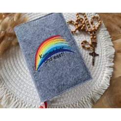 Gotteslobhülle Filz Kommunion 2025 kommt her und esst! personalisierbarer Einband Erstkommunion