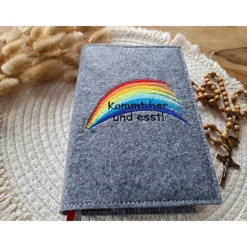 Gotteslobhülle Filz Kommunion 2025 kommt her und esst! personalisierbarer Einband Erstkommunion