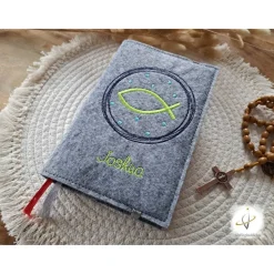 Gotteslobhülle Filz Kommunion 2025 kommt her und esst! personalisierbar Einband Handgemachte Filzhülle