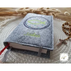 Gotteslobhülle Filz Kommunion 2025 kommt her und esst! personalisierbar Einband Handgemachte Filzhülle