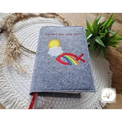 Gotteslobhülle Filz  Kommunion 2025 personalisierbar Jesus mit Kindern 