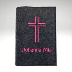 Gotteslobhülle Filz KREUZ NAME personalisiert Wollfilz