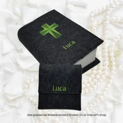Gotteslobhülle Filz RELIEFKREUZ NAME personalisierbar Farbwahl