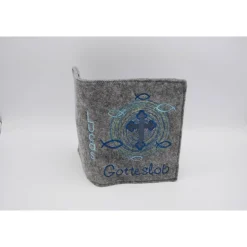 Gotteslobhülle Fische Kreuz im Kreis Gebetbuch Hülle Geschenk Kommunion Firmung Rosenkranz religiös personalisierbar