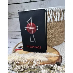 Gotteslobhülle Gebetbuchhülle Kunstleder schwarz mit Kreuz personalisiert Geschenk Kommunion Firmung