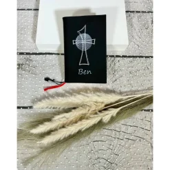 Gotteslobhülle Gebetbuchhülle Kunstleder schwarz mit Kreuz personalisiert