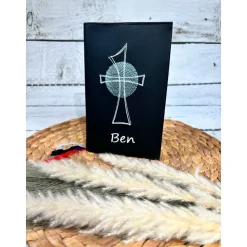 Gotteslobhülle Gebetbuchhülle Kunstleder schwarz mit Kreuz personalisiert