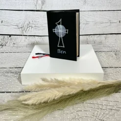 Gotteslobhülle Gebetbuchhülle Kunstleder schwarz mit Kreuz personalisiert