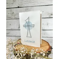 Gotteslobhülle Gebetbuchhülle Kunstleder weiß mit Kreuz personalisiert