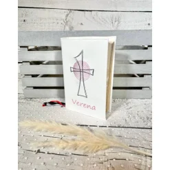 Gotteslobhülle Gebetbuchhülle Kunstleder weiß mit Kreuz personalisiert