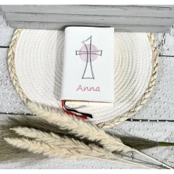 Gotteslobhülle Gebetbuchhülle Kunstleder weiß mit Kreuz personalisiert