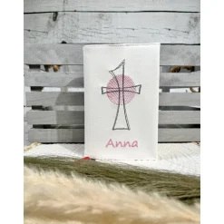 Gotteslobhülle Gebetbuchhülle Kunstleder weiß mit Kreuz personalisiert