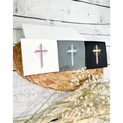 Gotteslobhülle Gebetbuchhülle Kunstleder weiß mit Kreuz personalisiert