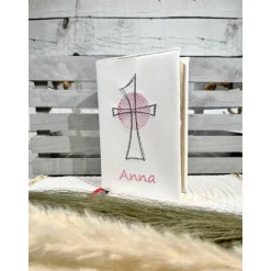 Gotteslobhülle Gebetbuchhülle Kunstleder weiß mit Kreuz personalisiert