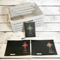 Gotteslobhülle Gebetbuchhülle Kunstleder schwarz mit Kreuz personalisiert