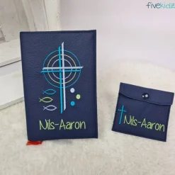 Gotteslobhülle Gotteslob Einband Leder dunkelblau