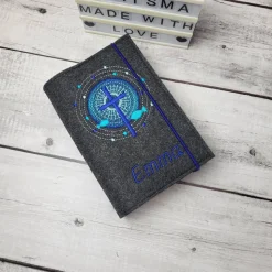 Gotteslobhülle, Gotteslobeinband strahlendes Kreuz blau, türkis mit Fische, Kommunion