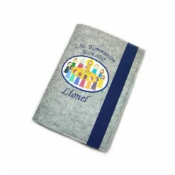 Gotteslobhülle Hülle für Gotteslob Merino Wollfilz Filz Stickerei 1.hl. Kommunion inkl. Name + Datum + Abendmahl Aufnäher Geschenk Kommunion