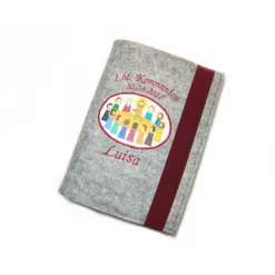 Gotteslobhülle Hülle für Gotteslob Merino Wollfilz Filz Stickerei 1.hl. Kommunion inkl. Name + Datum + Abendmahl Aufnäher Geschenk Kommunion