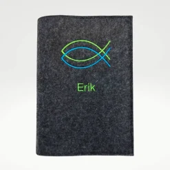 Gotteslobhülle Ichtys Fische Name personalisiert. Filz vegan K108