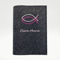 Gotteslobhülle Ichtys Fische Name personalisiert. Filz vegan K120