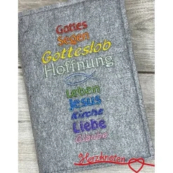 Gotteslobhülle, Kommunion, Firmung, Konfirmation, Kreuz, gestickt, Filz, Geschenk, Mädchen, Junge,  personalisierbar, mi