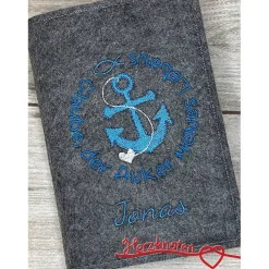 Gotteslobhülle, Kommunion, Firmung, Konfirmation, Anker, gestickt, Filz, Geschenk, Mädchen, Junge,  personalisierbar, mi