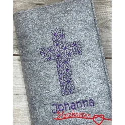 Gotteslobhülle, Kommunion, Firmung, Konfirmation, Kreuz, gestickt, Filz, Geschenk, Mädchen, Junge,  personalisierbar