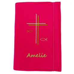 Gotteslobhülle Kreuz Fische Name personalisiert. Filz. mit Verschluss